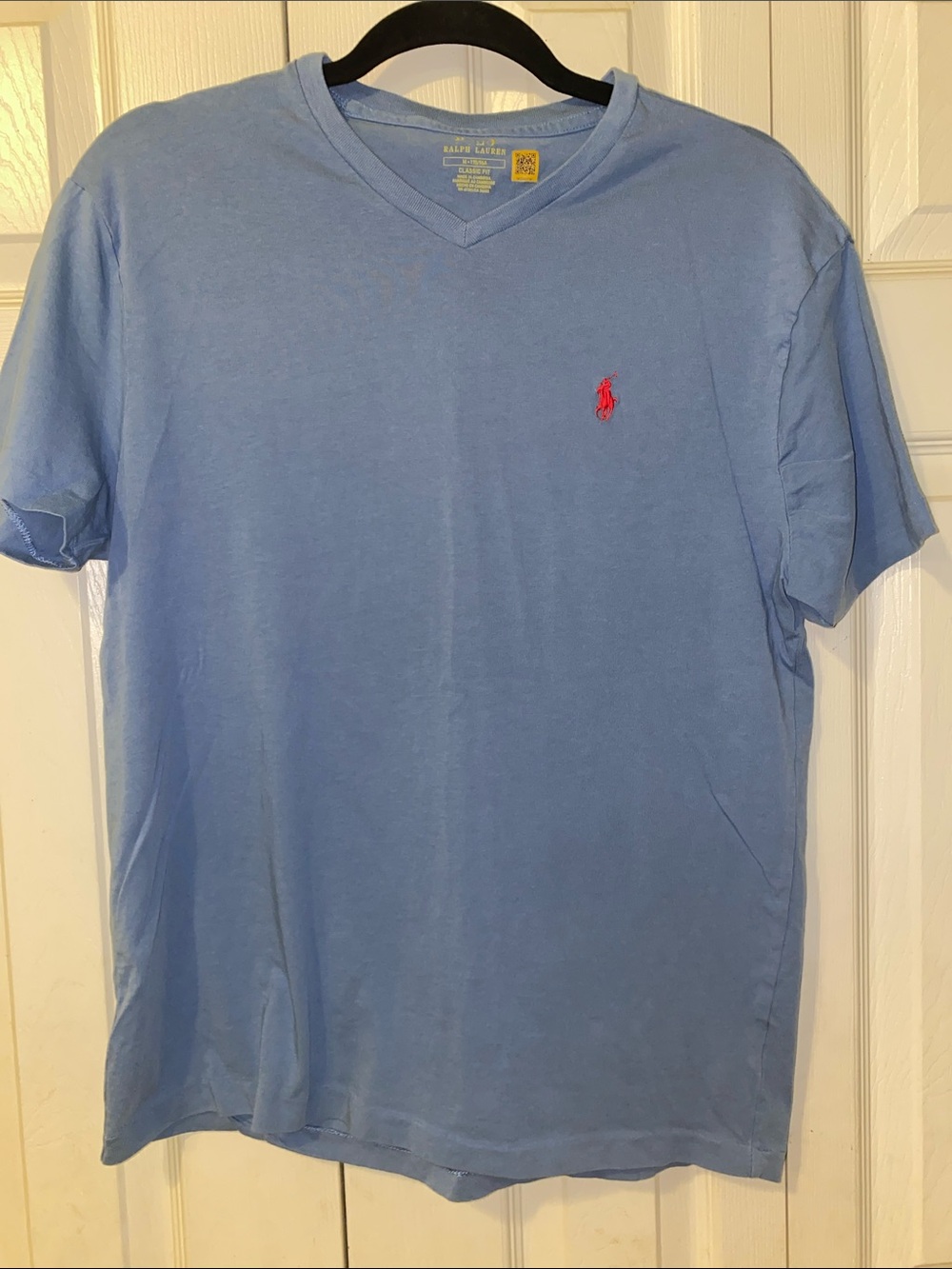 Ralph Lauren Light Blue V-Neck Short Sleeve Tee with Red Pony